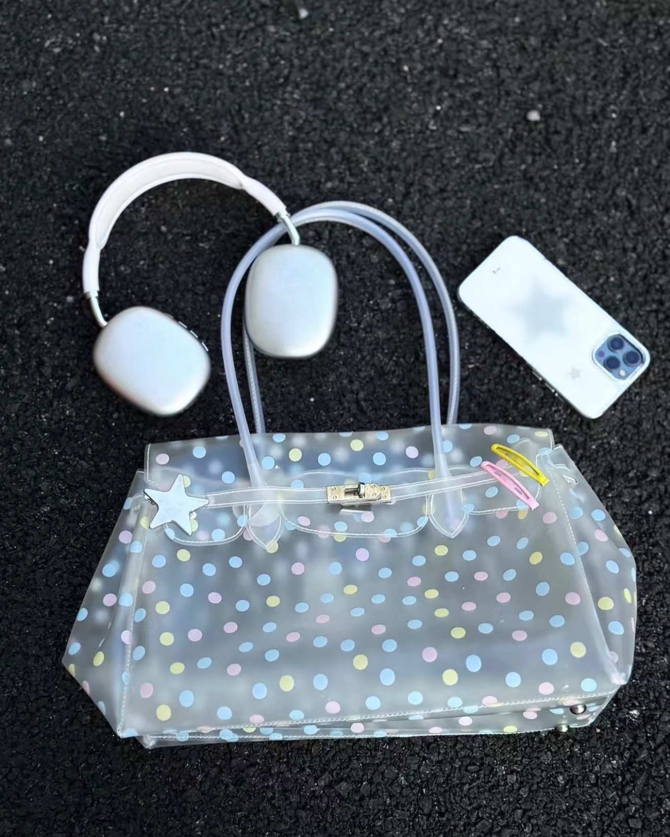 Macaron Polka Dot TPU Jelly Tote Bag jellyfirkin bag