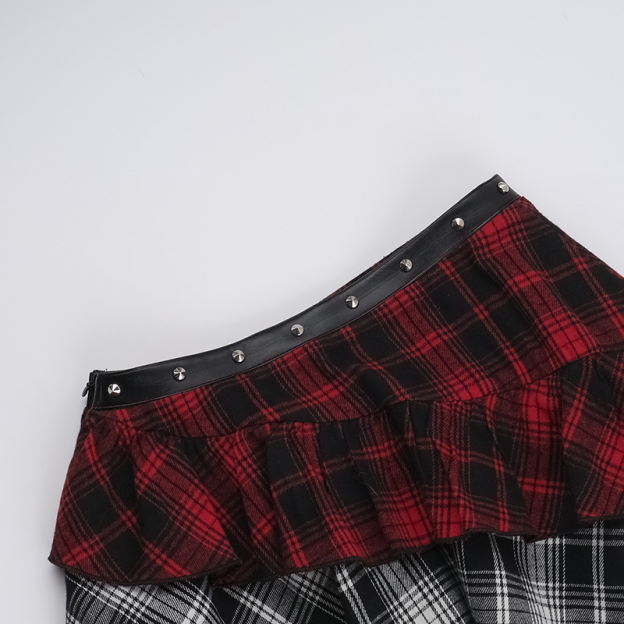 Asymmetrical lace plaid skirt-Straykids concert outfitidea for STAY