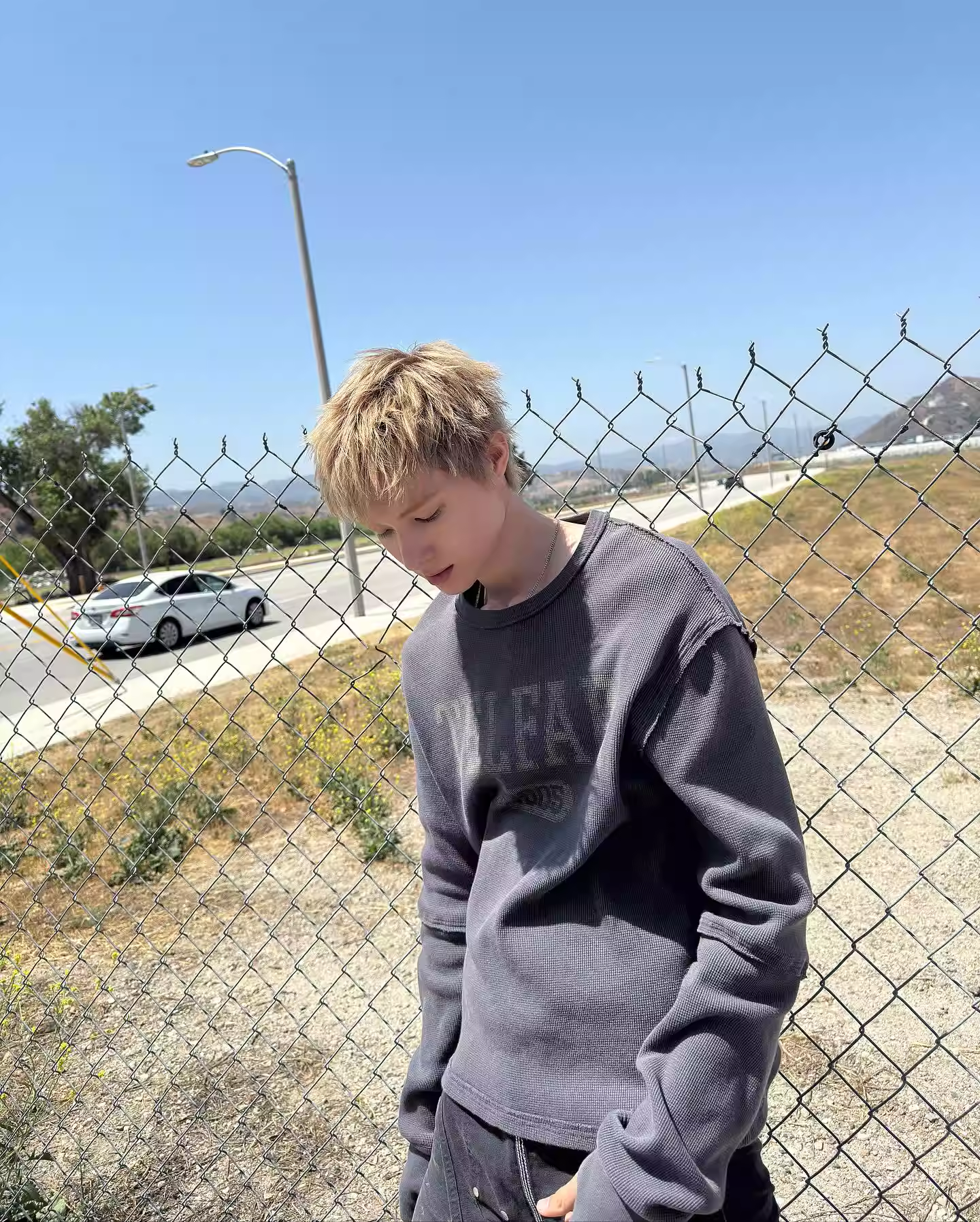 Cortis Martin Inspired Waffle Knit Rhinestone Long Sleeve Tee