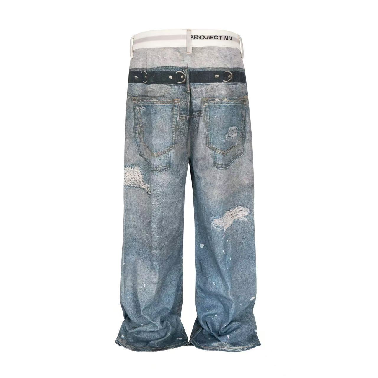 Enhypen Niki Inspired Trompe L‘oeil Denim Printed Pants