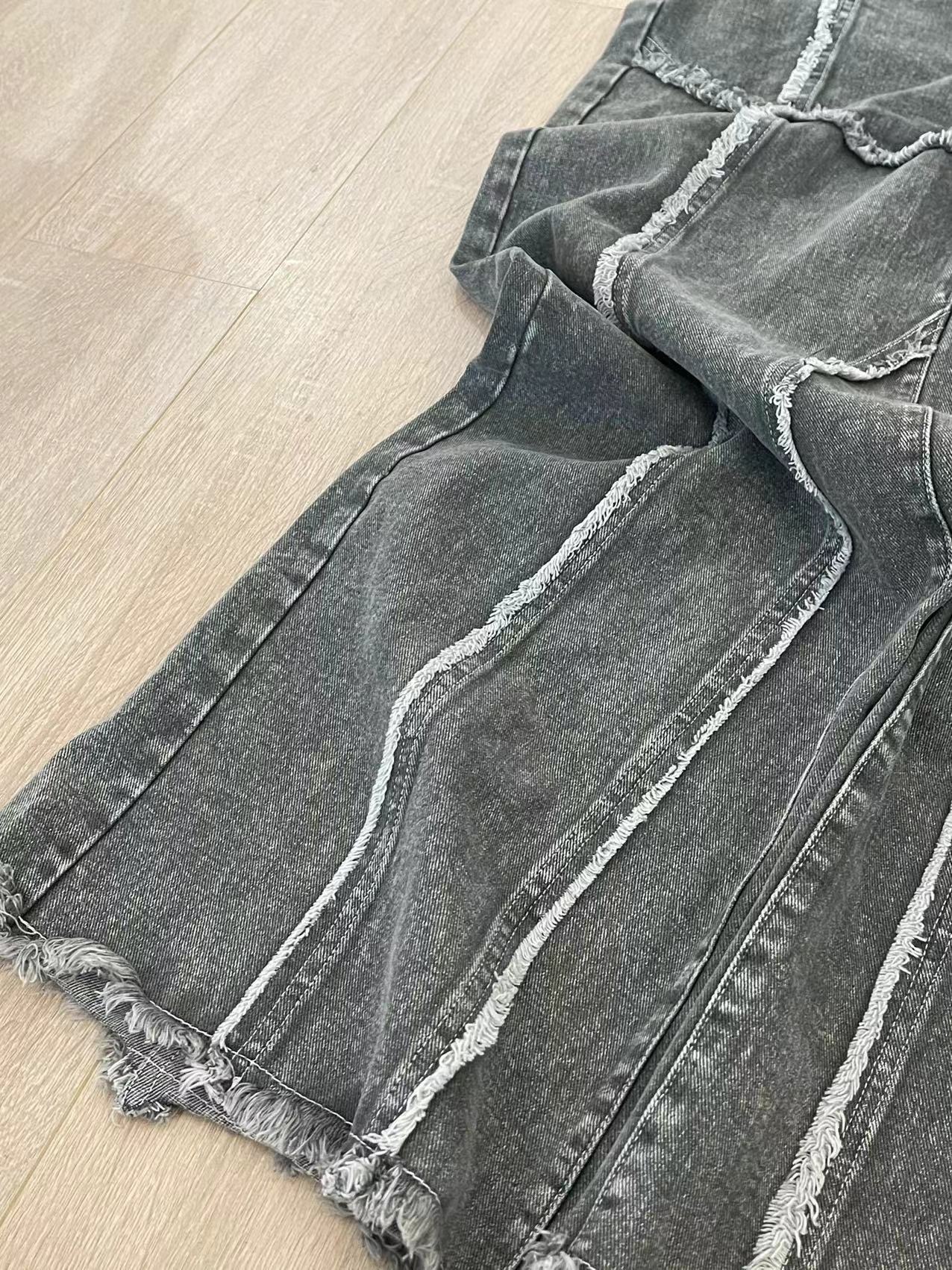 Aespa Ningning Inspired Raw - Edge Straight Pants