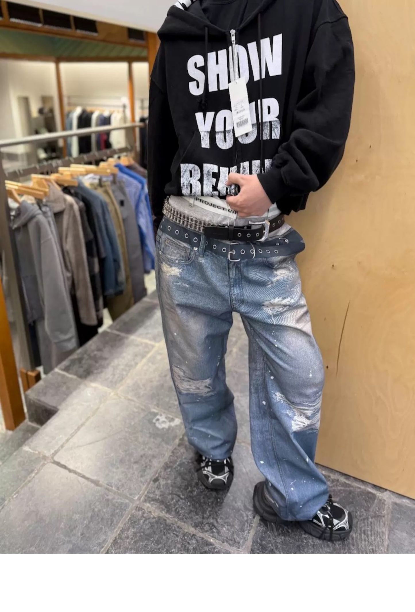 Enhypen Niki Inspired Trompe L‘oeil Denim Printed Pants