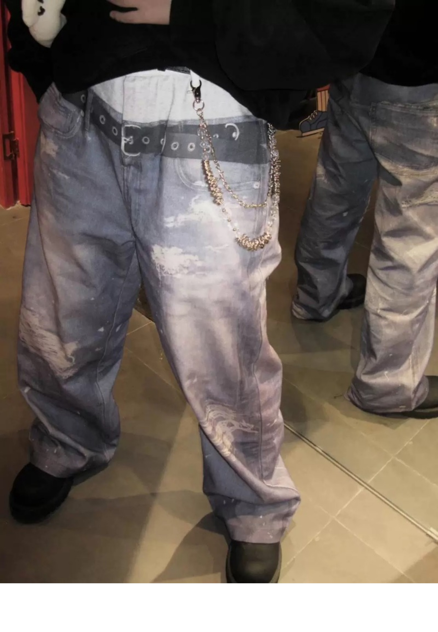 Enhypen Niki Inspired Trompe L‘oeil Denim Printed Pants