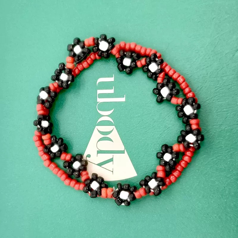 BTS V (Kim Taehyung) Black Chrysanthemum Red Bead Bracelet Set