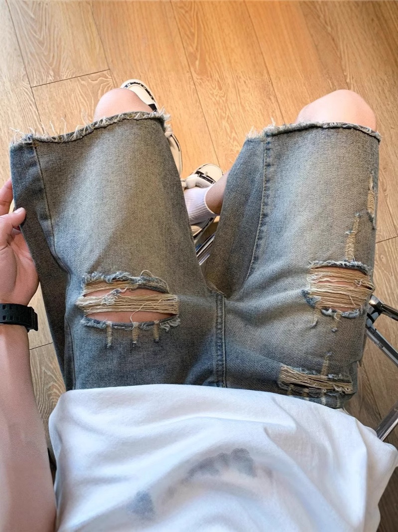 Straykids Felix Baggy Ripped Denim inspired Shorts pant-stray kids