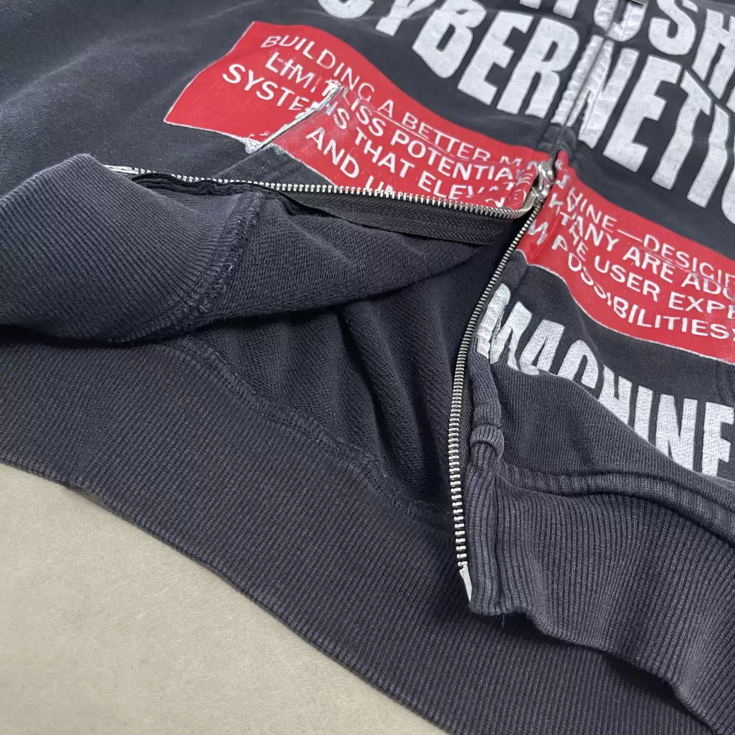 Enhypen Jay Inspired Satoshi Cybernetics Washed Black Zip Up Hoodie 