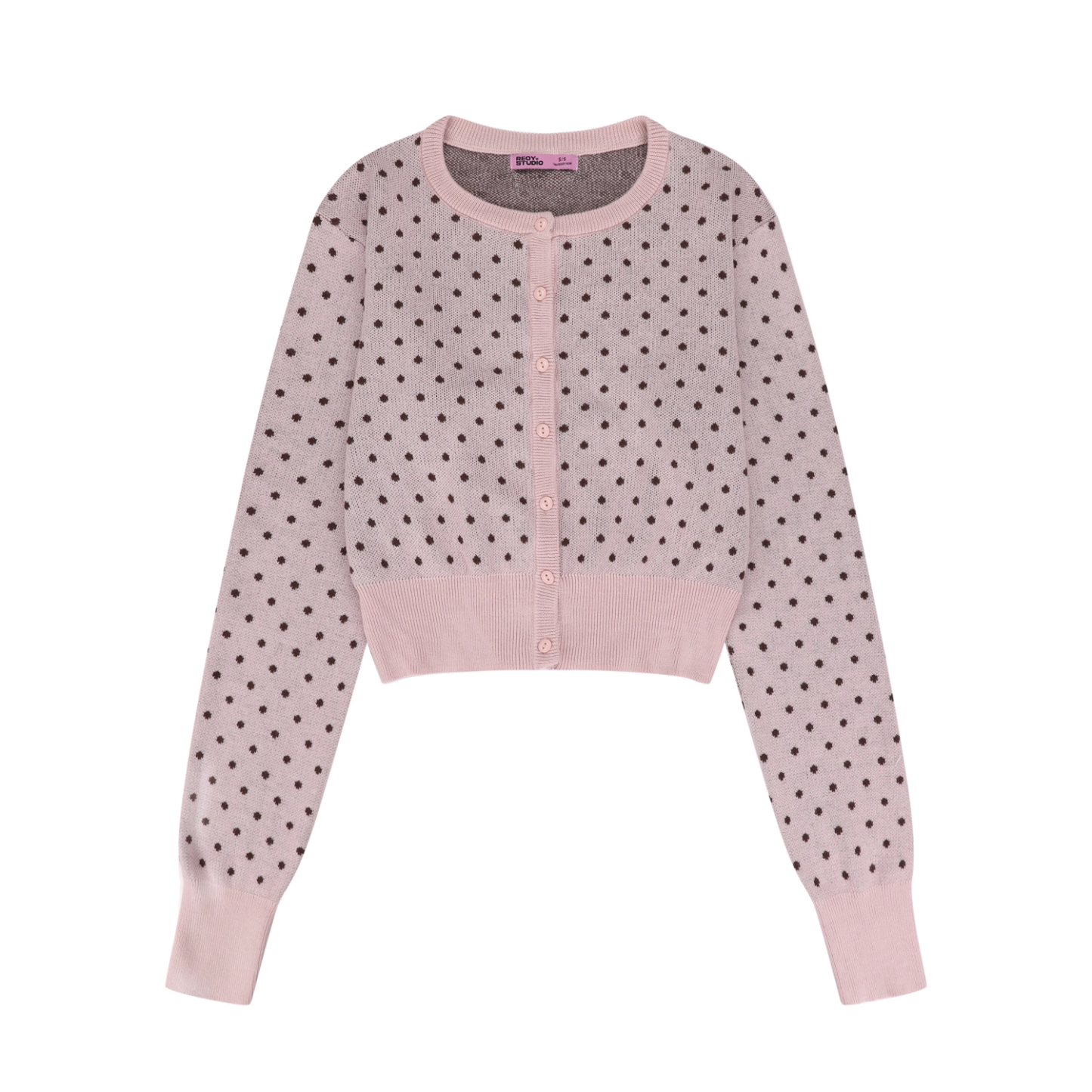 IVE Rei&LE SSERAFIM Eunchae Inspired Polka Dot Cropped Knit Cardigan