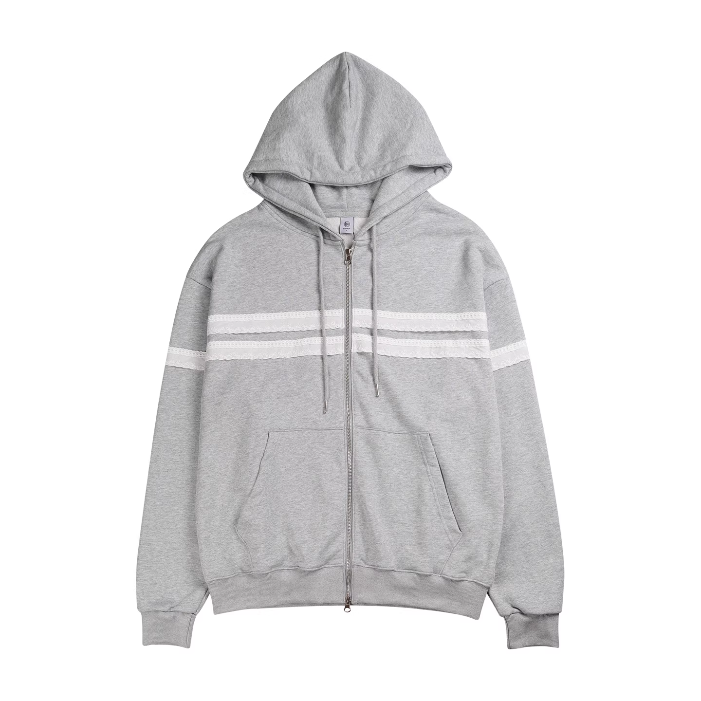 IVE Rei&I-DLE Miyeon Inspired Lace Trim Hooded Zip-Up Sweatshirt