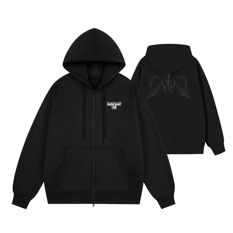 IVE 2026 World Tour Show What I Am Merch Inspired Winged Crest Zip Hoodie