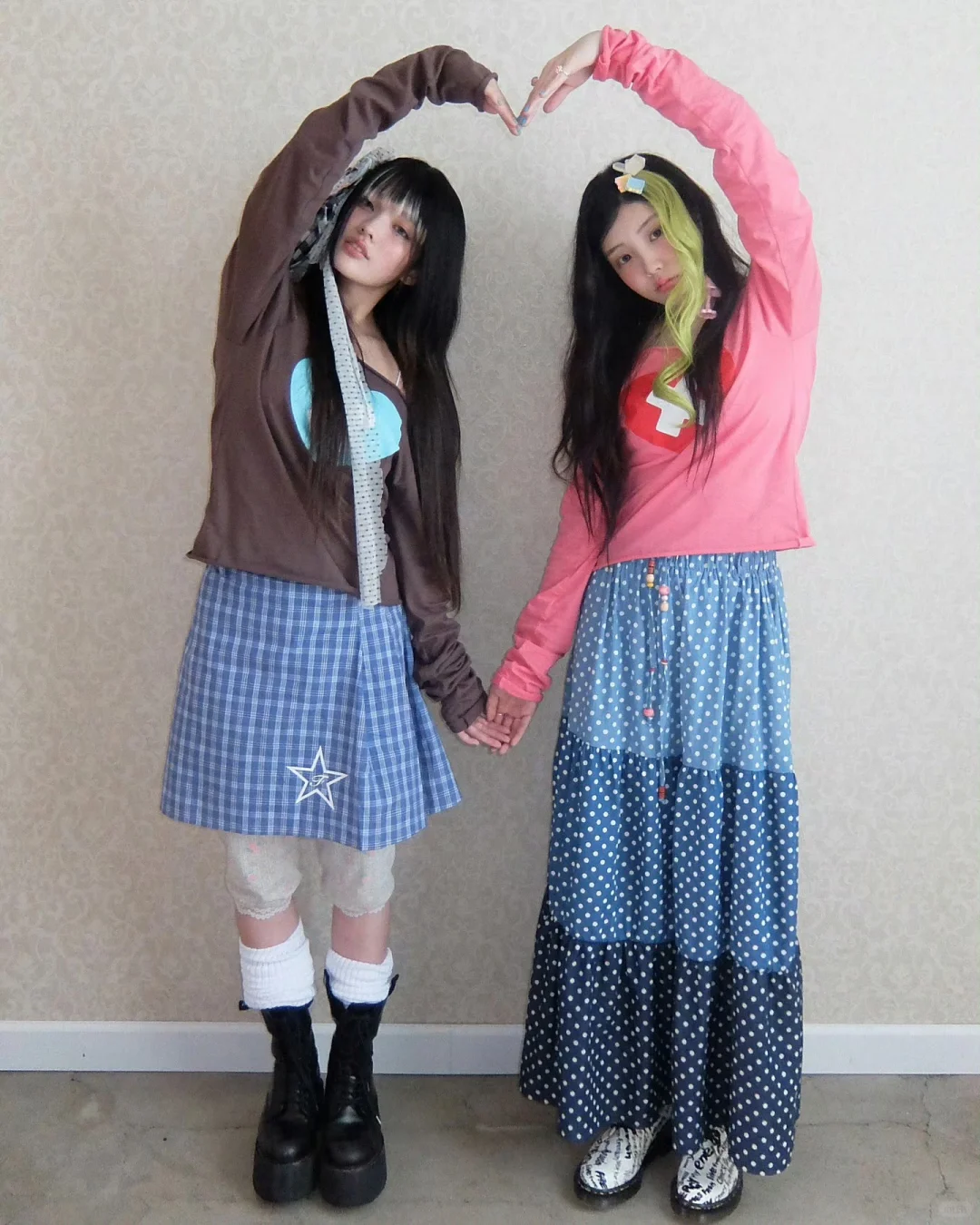 ILLIT Inspired Cross Heart Cut Off Long Sleeve