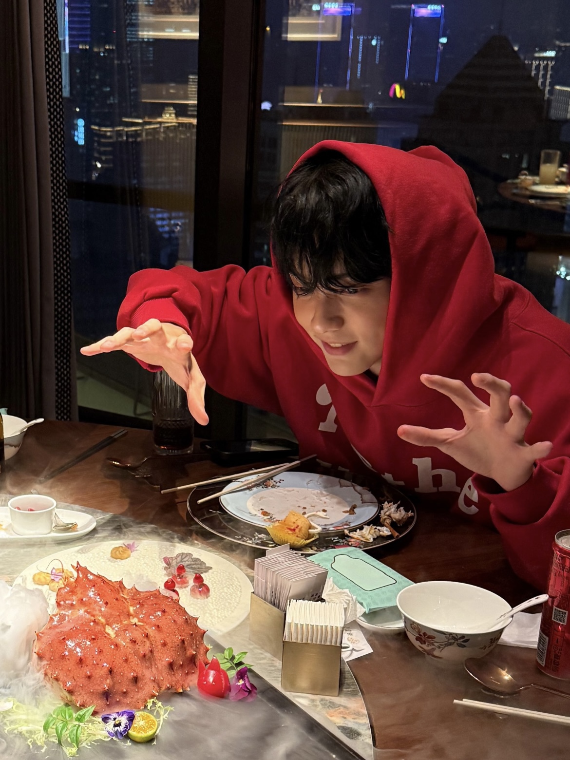 TXT Soobin Inspired Red Letter Print Hoodie