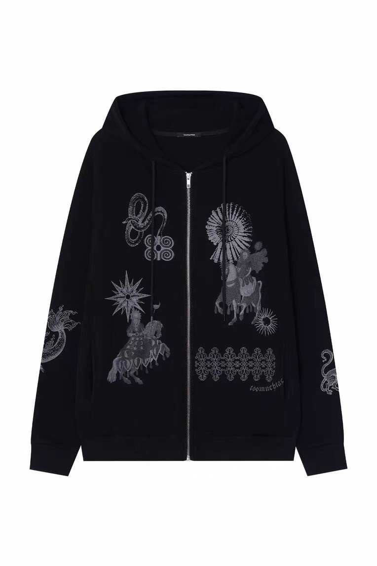 Hearts2hearts Jiwoo Inspired PRINTED WAFFLE ZIP-UP HOODIE 