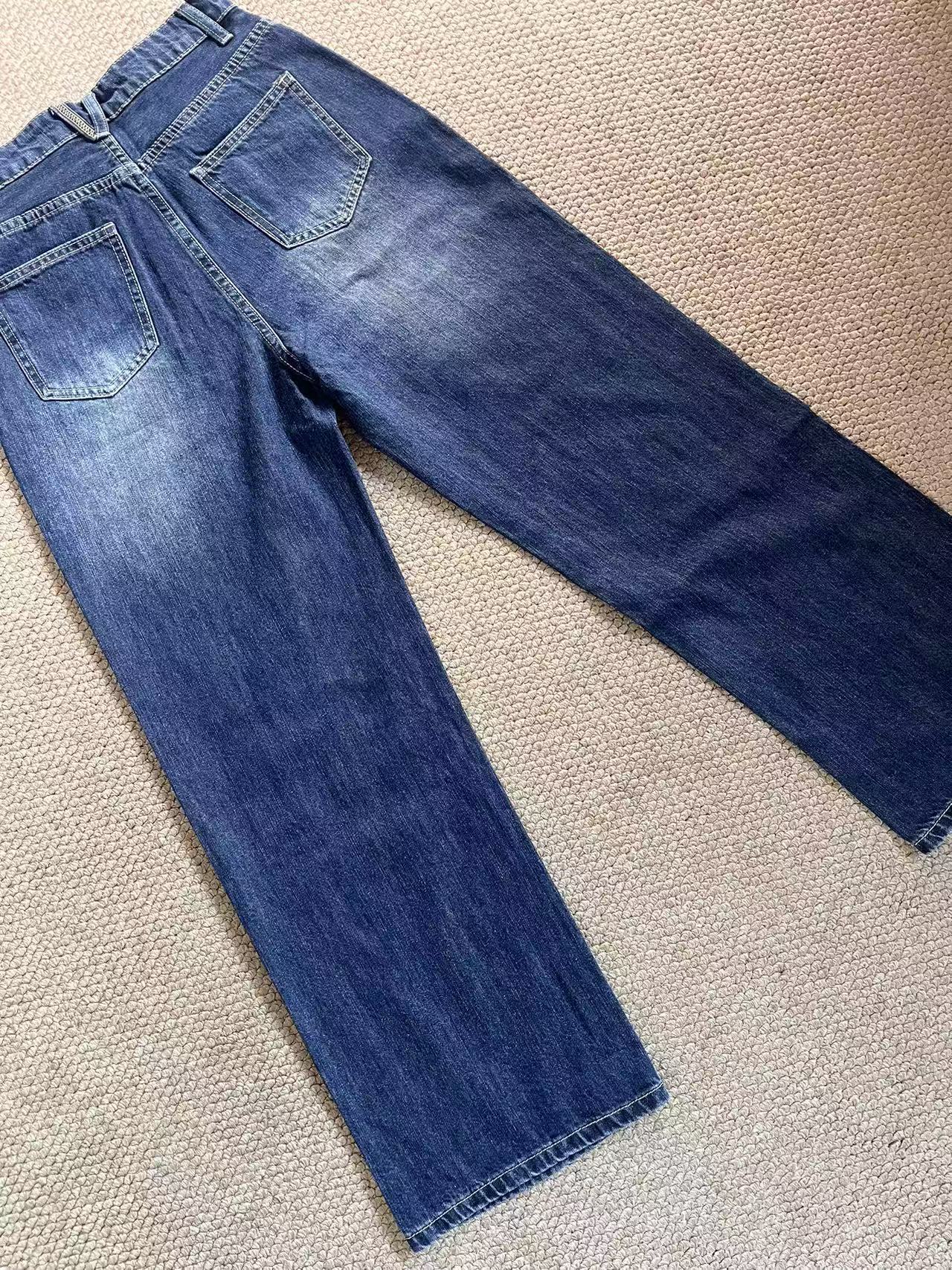 Aespa Ningning-Dark wideleg denim pants
