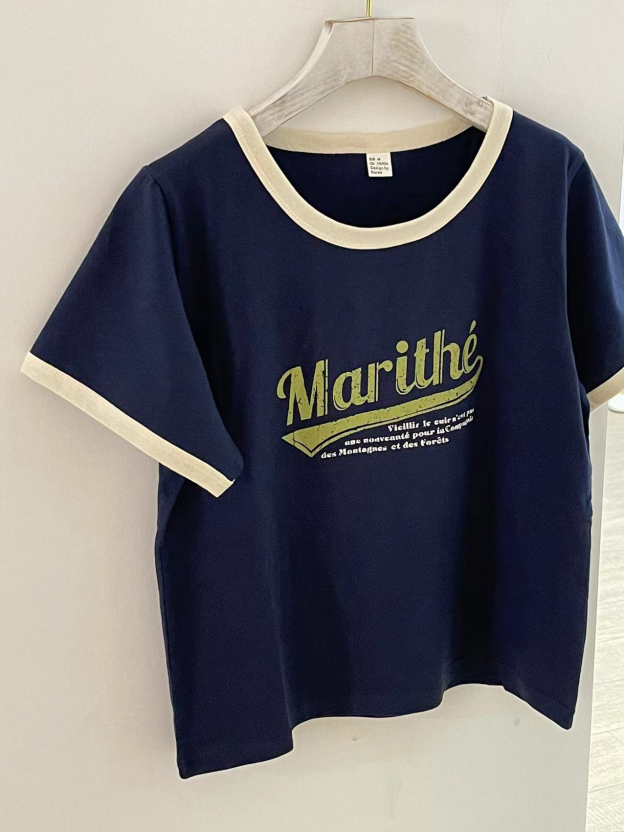 Red Velvet JOY Inspired Vintage Letter Print Short Sleeve Tee