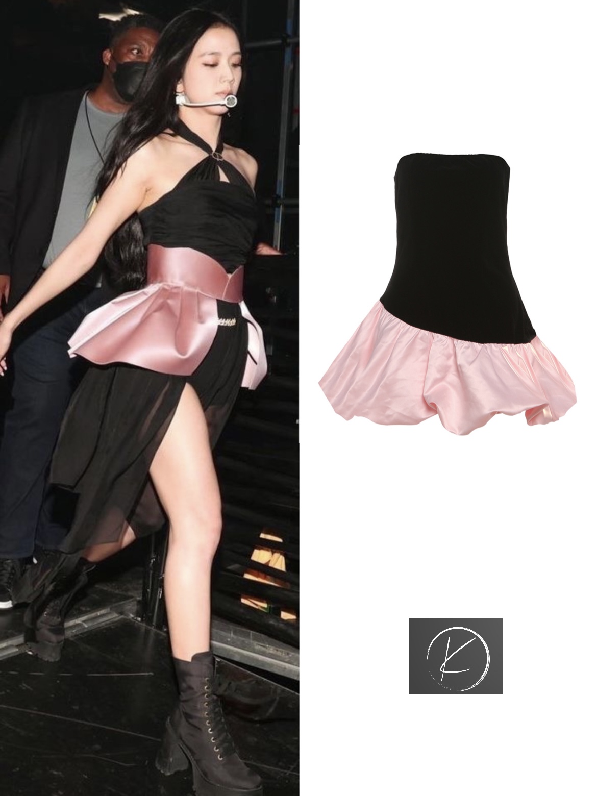 Bustier Patchwork Puffy Dress-Outfitidea For Blinks BLACKPINK-Inspired Fashion