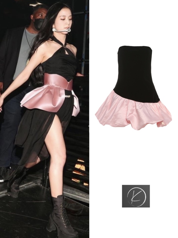 Bustier Patchwork Puffy Dress-Outfitidea For Blinks BLACKPINK-Inspired Fashion