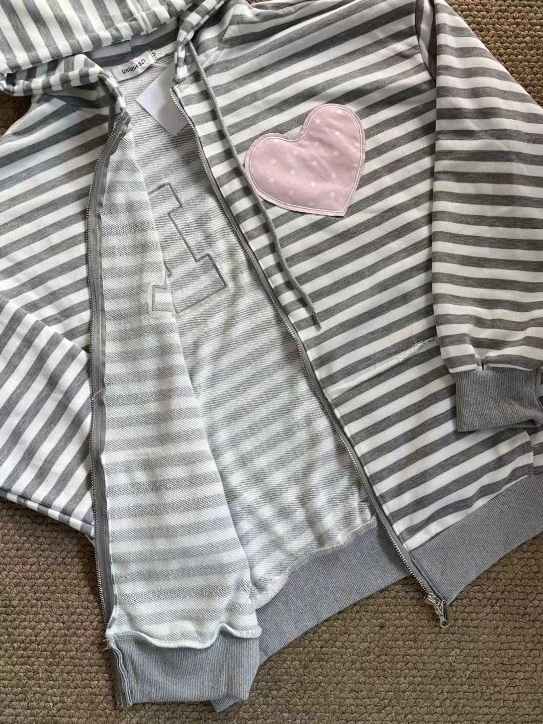 IVE Rei Inspired I Love Applique Zip-up Hoodie