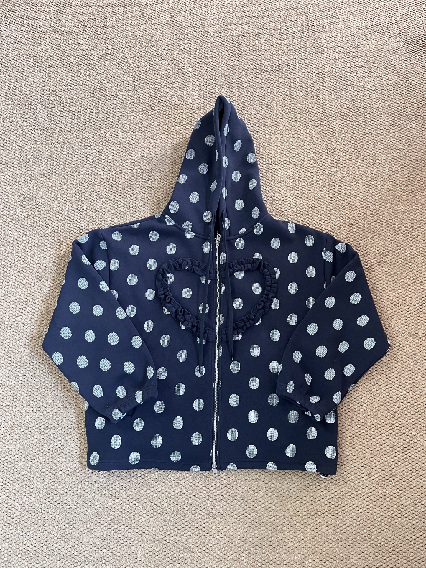 IVE REI Heart Shaped Ruffled Polka dot Zip up Hoodie