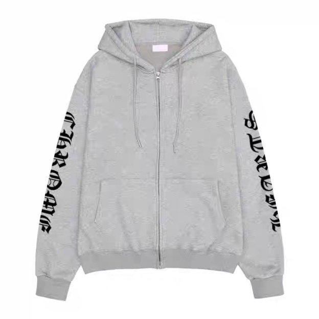 ENHYPEN Niki Inspired Grey Character Print Zip-Up Hoodie
