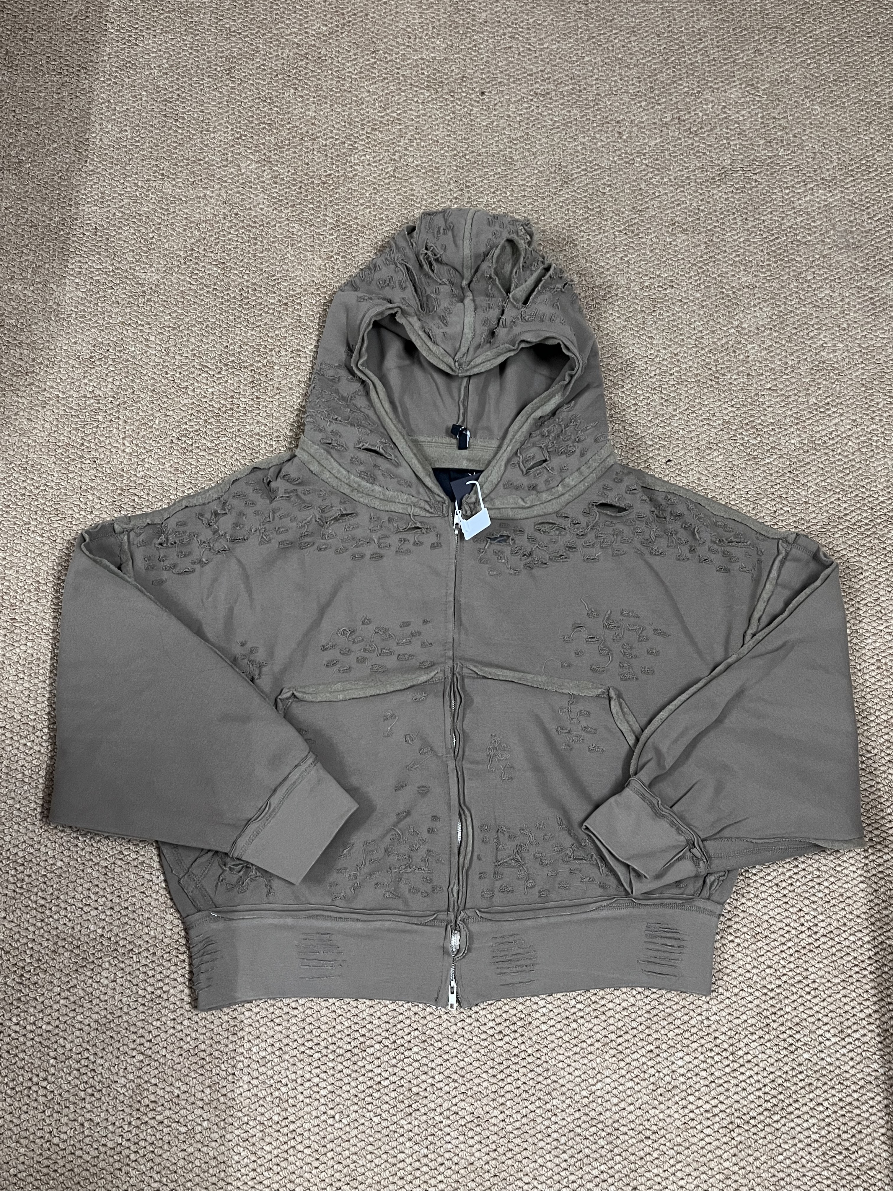 Blackpink Rose Inspired Heavy Distressed Destroyed Zip-Up Hoodie