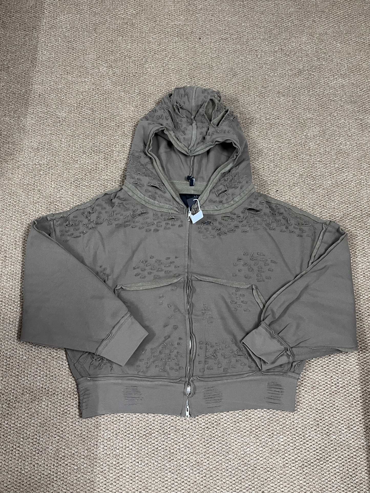 Blackpink Rose Inspired Heavy Distressed Destroyed Zip-Up Hoodie