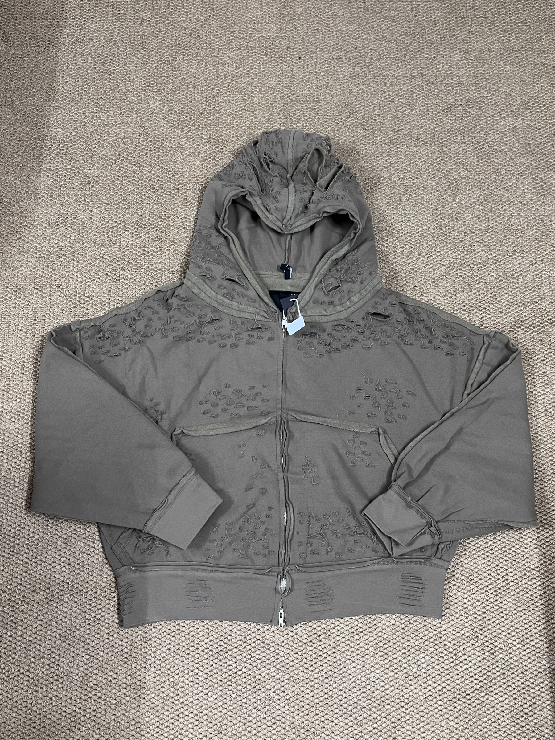 Blackpink Rose Inspired Heavy Distressed Destroyed Zip-Up Hoodie