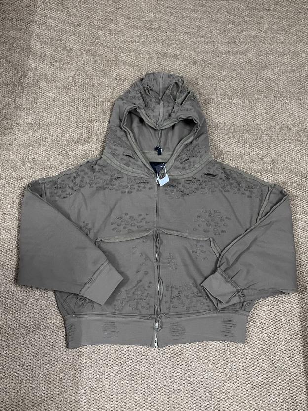 Blackpink Rose Inspired Heavy Distressed Destroyed Zip-Up Hoodie