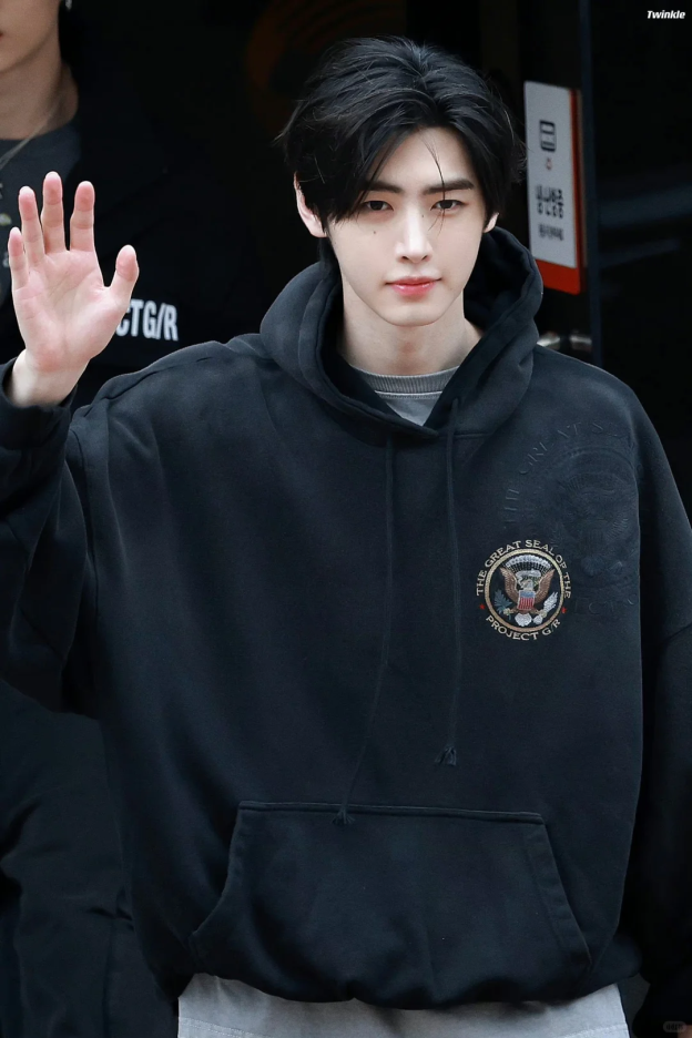 ENHYPEN Sunghoon Inspired Vintage Washed Badge Black Hoodie