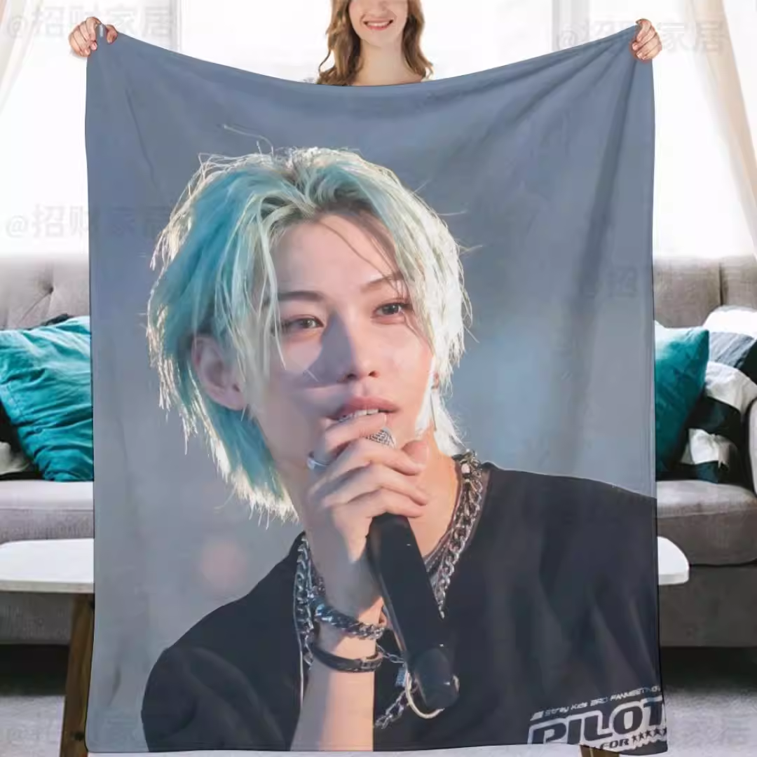 Stray kids Felix Fanmade Flanne Blanket - Kpop Concert Fan Blanket-Straykids
