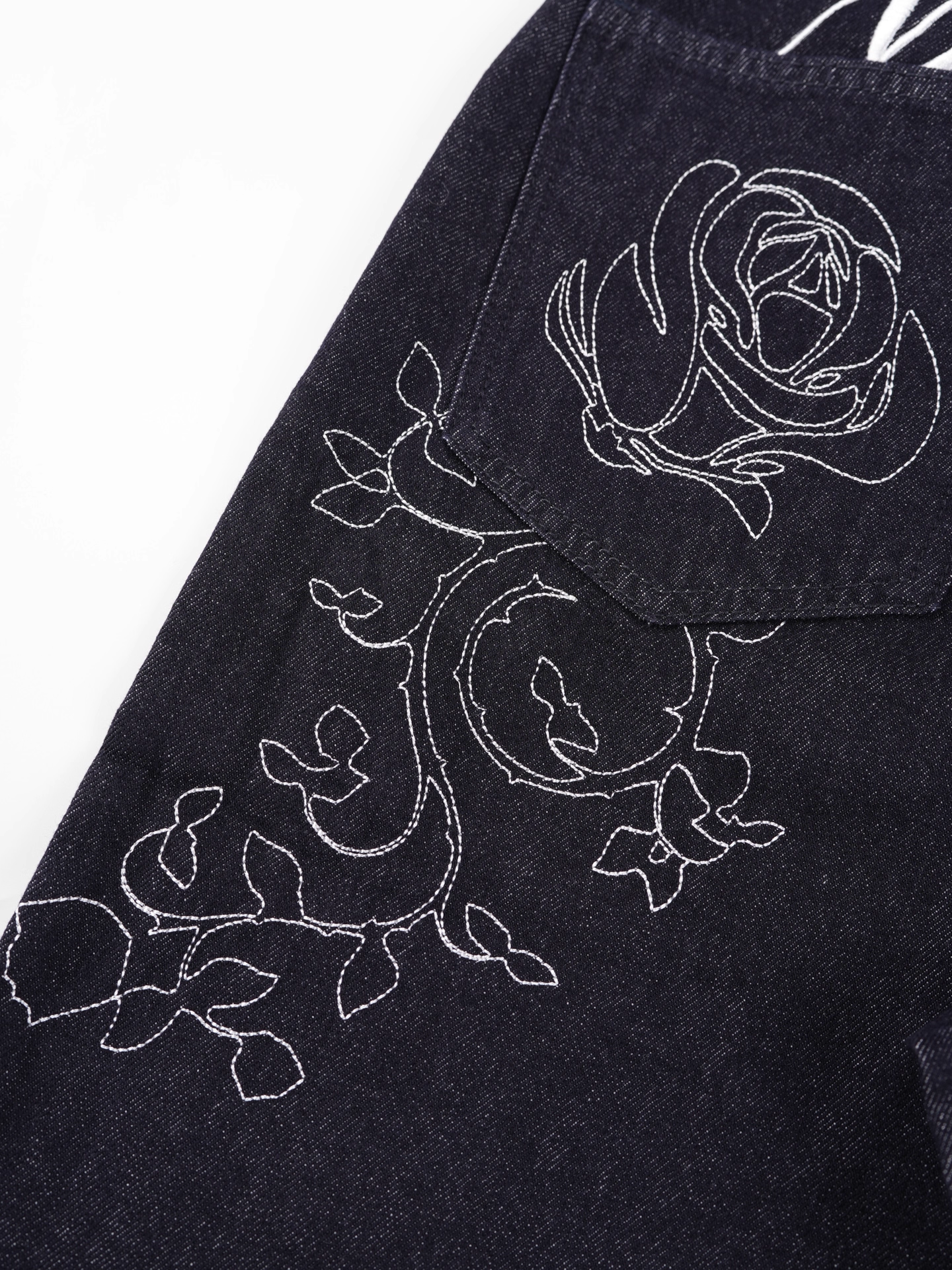 Aespa Ningning&Red Velvet Seulgi Inspired Rose Embroidered Denim Pants