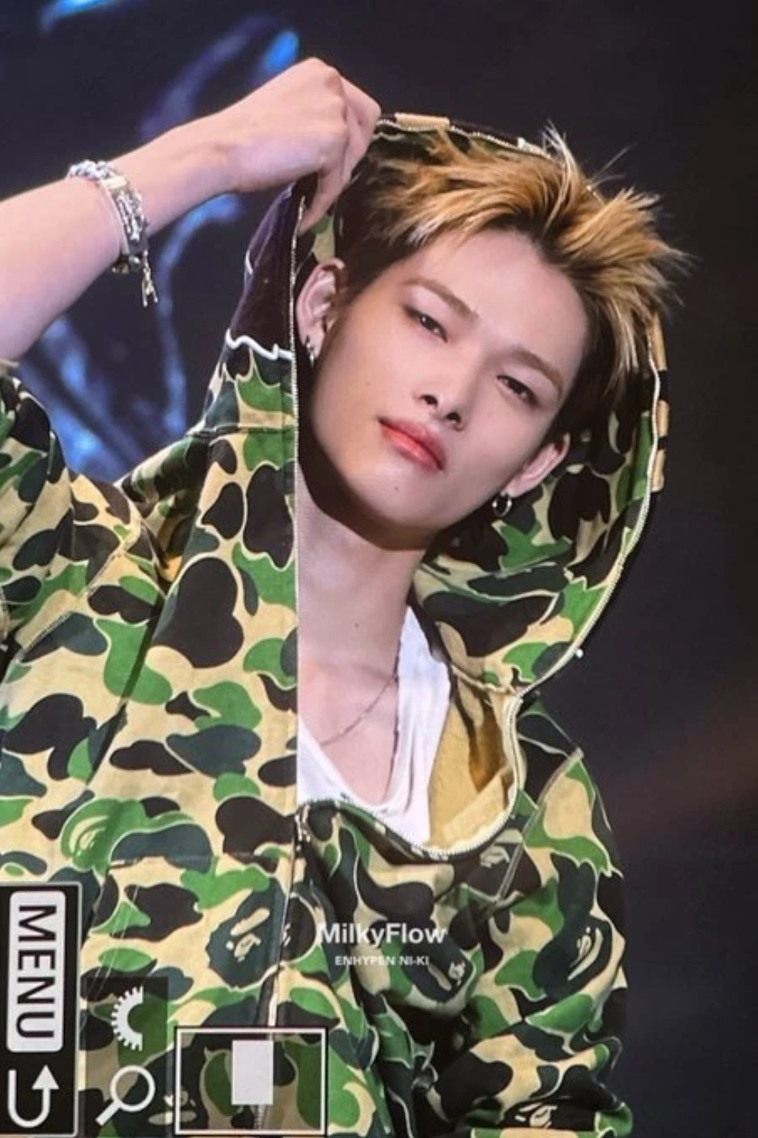 Enhypen Niki Camo Bape shark Print inspired zip up oversized hoodie jacket-ni-ki
