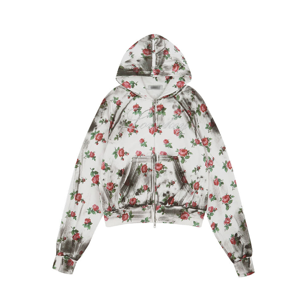IVE Rei Inspired Rose Floral Lovely Letter Zip-Up Hoodie
