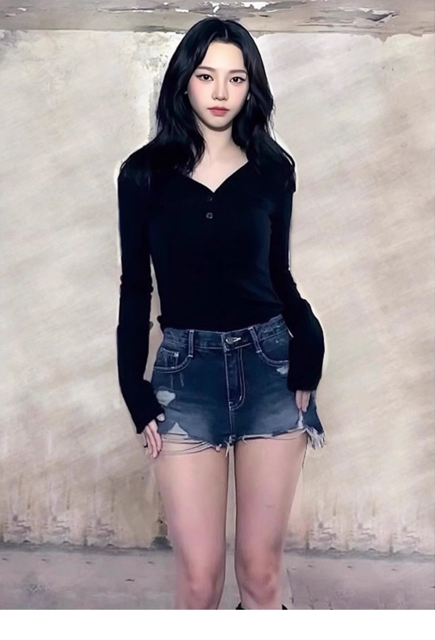 Aespa Karina Inspired Black Knit Tee