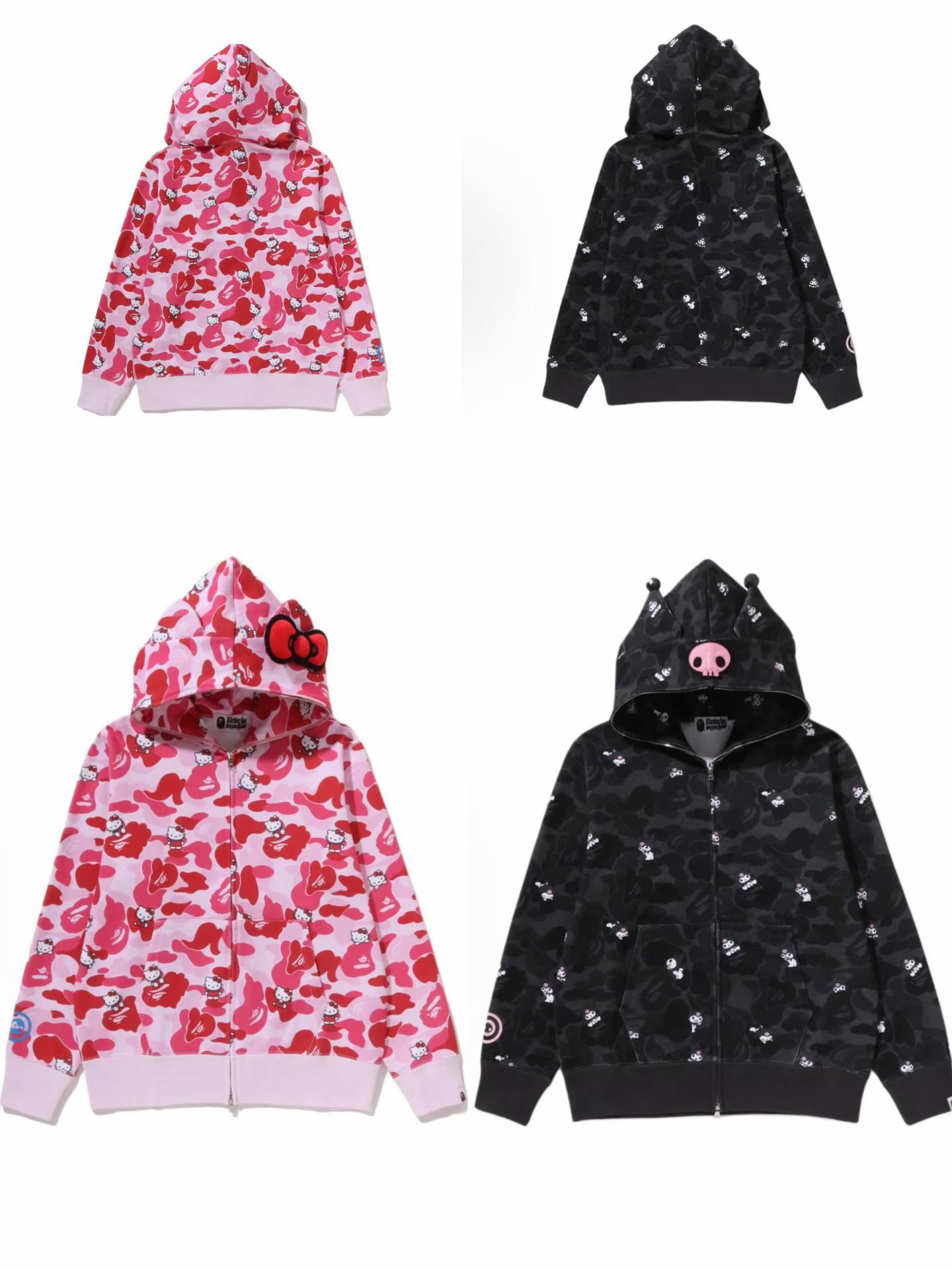 Blackpink Jisoo Inspired BAPE x Sanrio Characters Camo Full Zip Hoodie