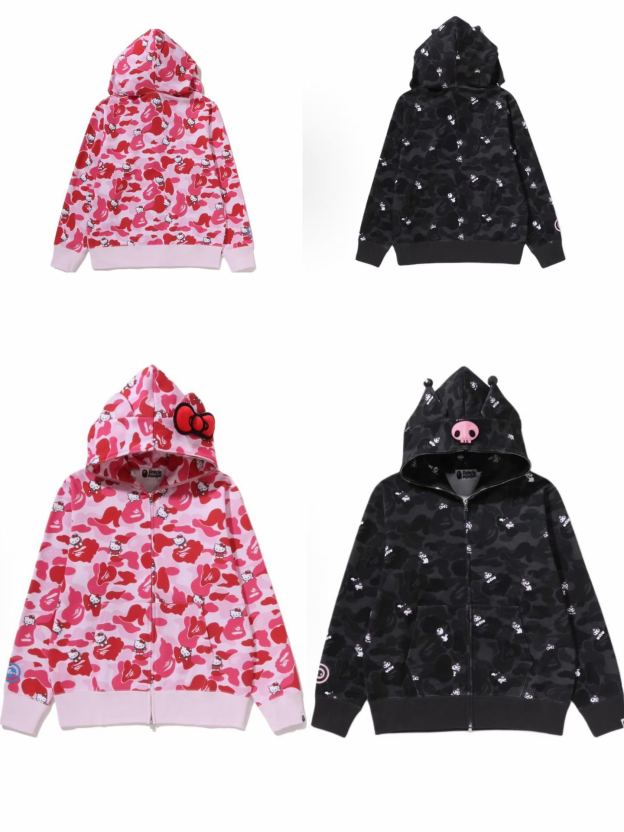 Blackpink Jisoo Inspired BAPE x Sanrio Characters Camo Full Zip Hoodie