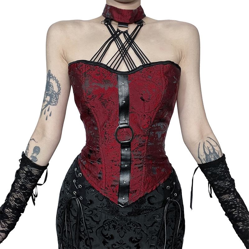 Jacquard Bustier Halter Tube Top-Straykids concert outfitidea for STAY