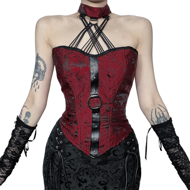 Jacquard Bustier Halter Tube Top-Straykids concert outfitidea for STAY