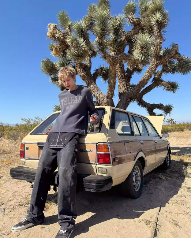 Cortis Martin Inspired Waffle Knit Rhinestone Long Sleeve Tee