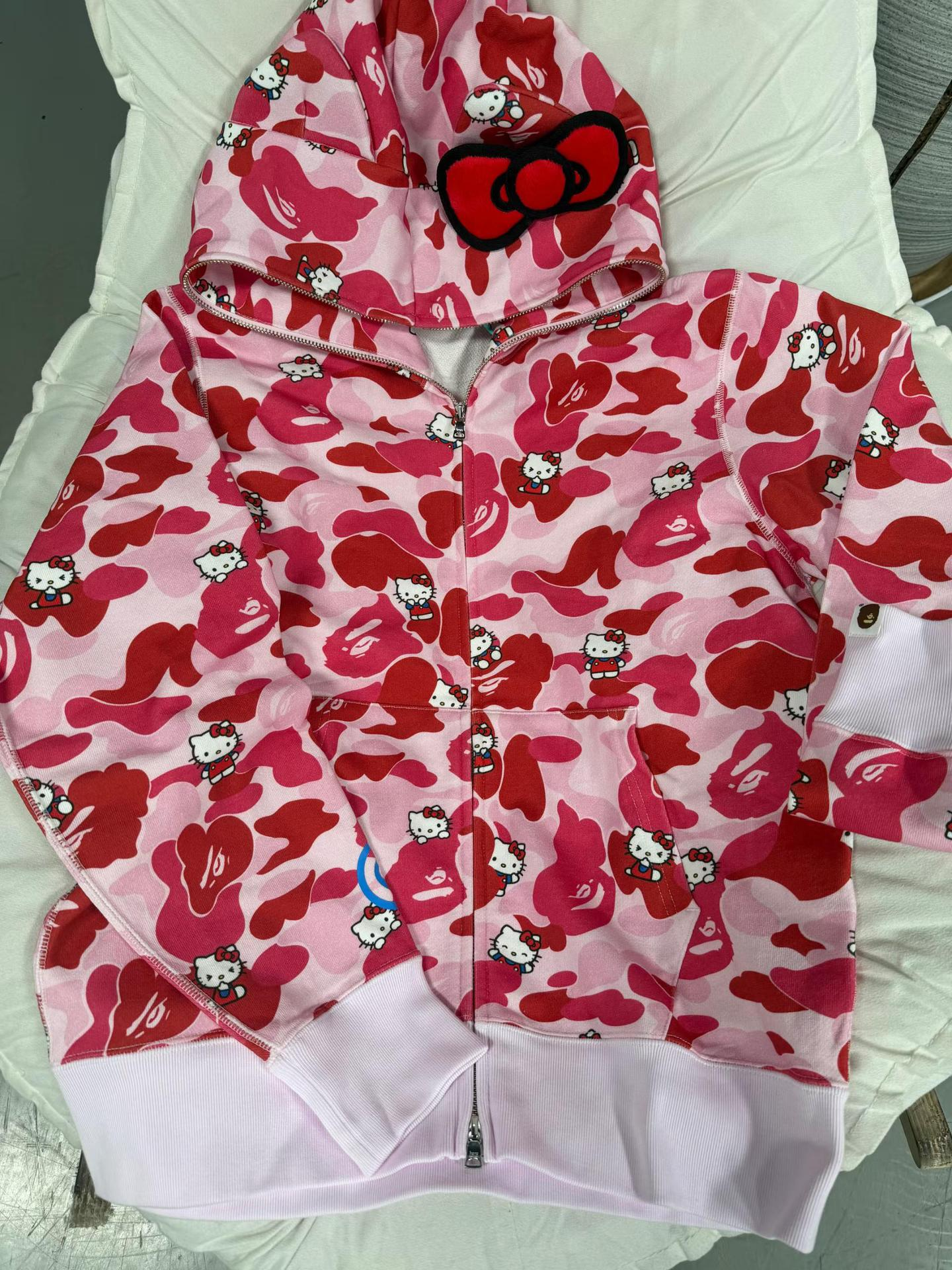 Blackpink Jisoo Inspired BAPE x Sanrio Characters Camo Full Zip Hoodie