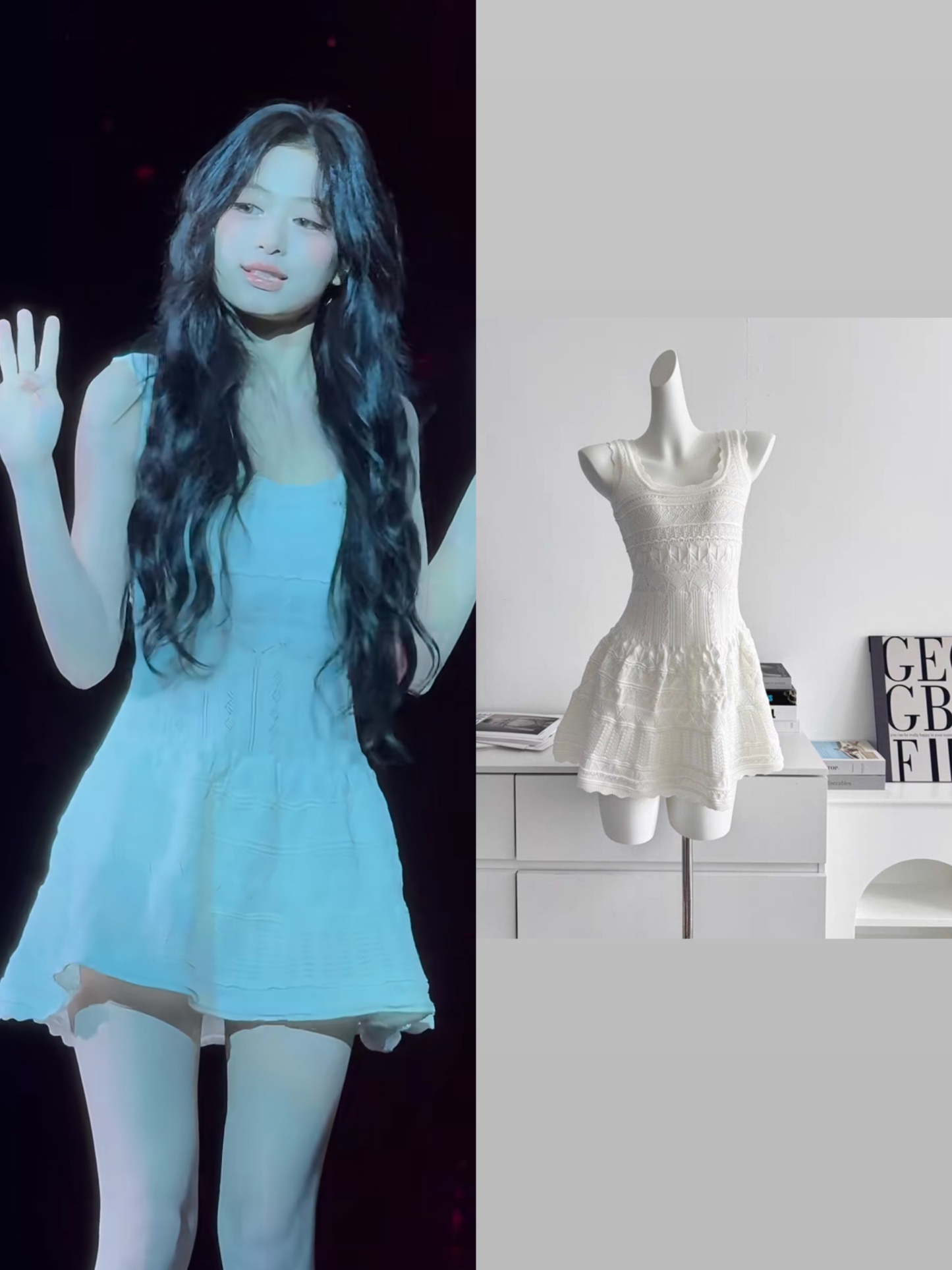 Babymonster Ahyeon inspired White Lace Knit Sleeveless Dress