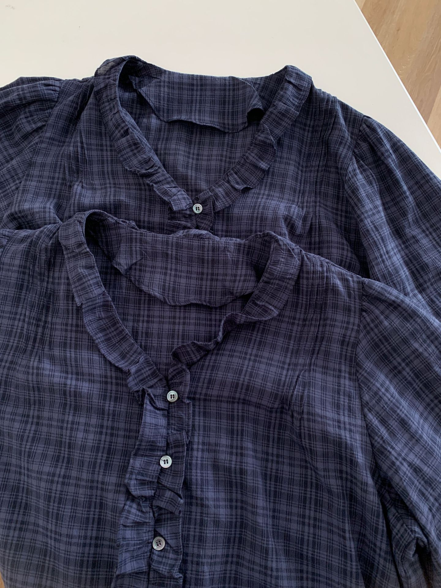 ITZY Yuna Inspired Plaid Ruffle V‑Neck Puff Sleeve Shirt
