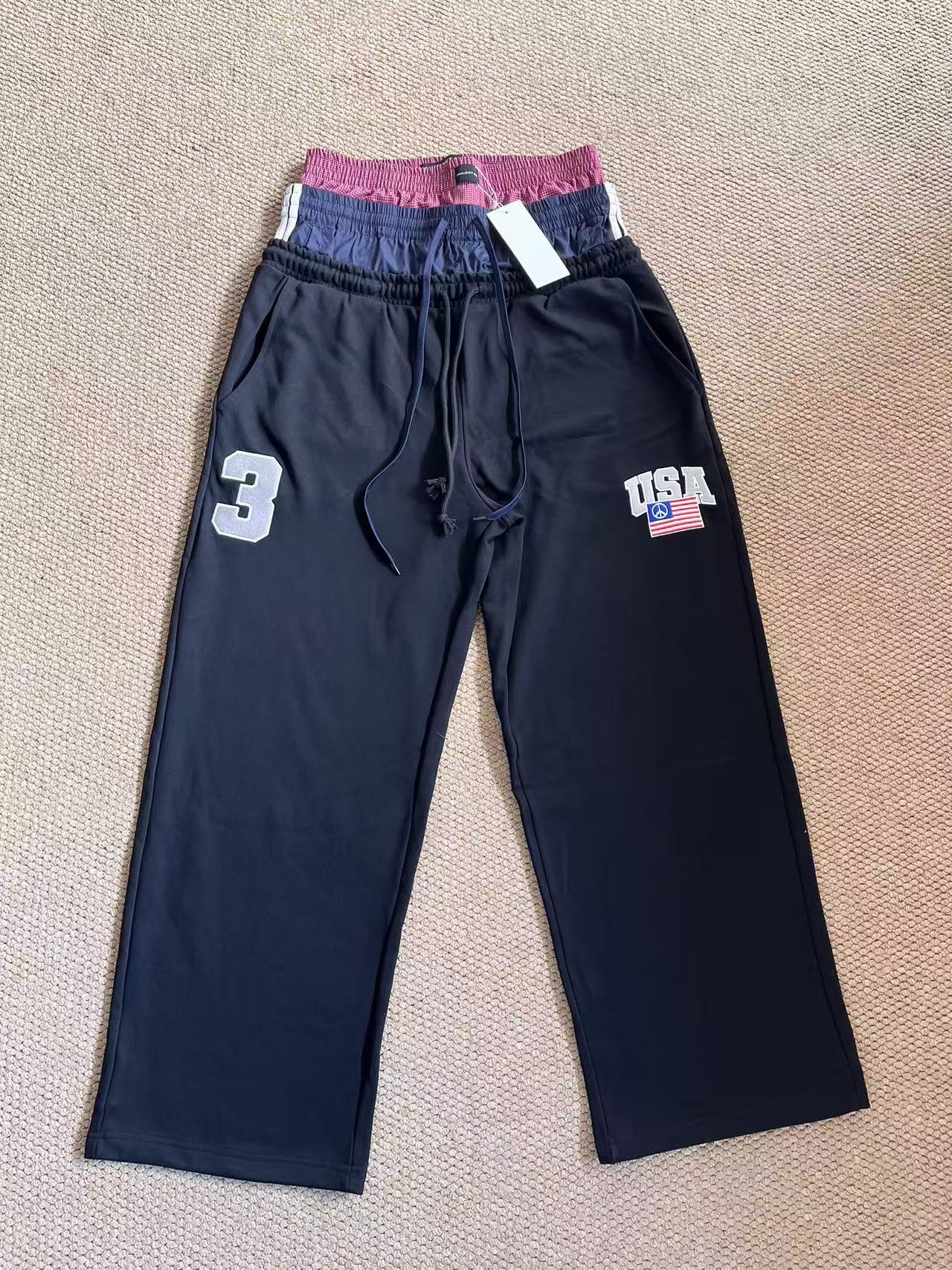 Enhypen Niki Inspired Drawstring Fake Three-Waist Paneled Sweatpants pants-NI-KI