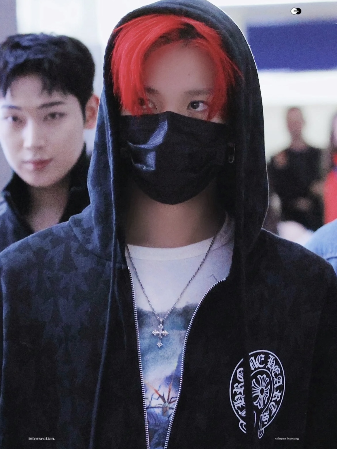 Enhypen Heeseung Inspired Cross Pattern Zip-up Hoodie