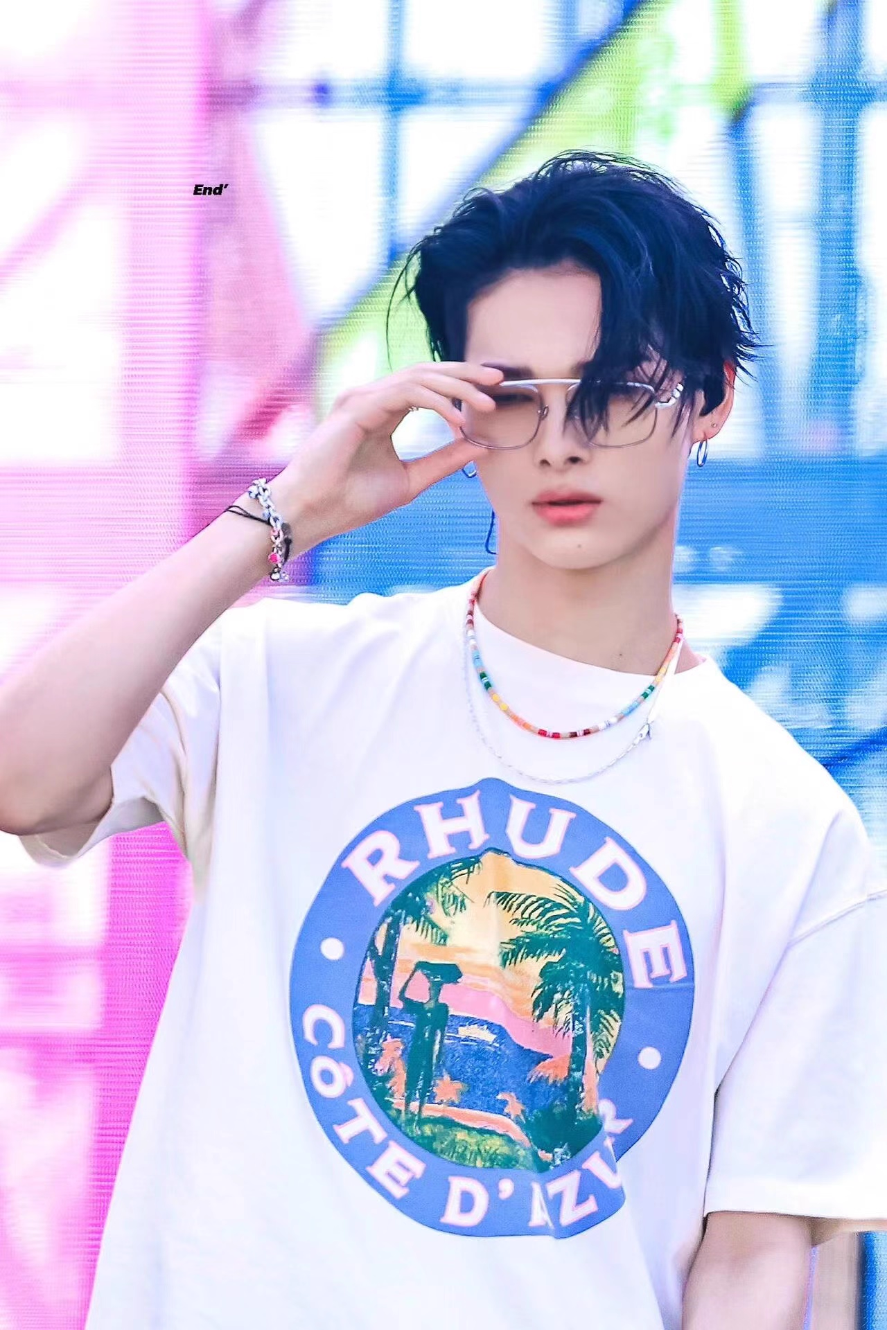 Enhypen Niki&Seventeen Mingyu Inspired Coastal Sunset Retro T-shirt