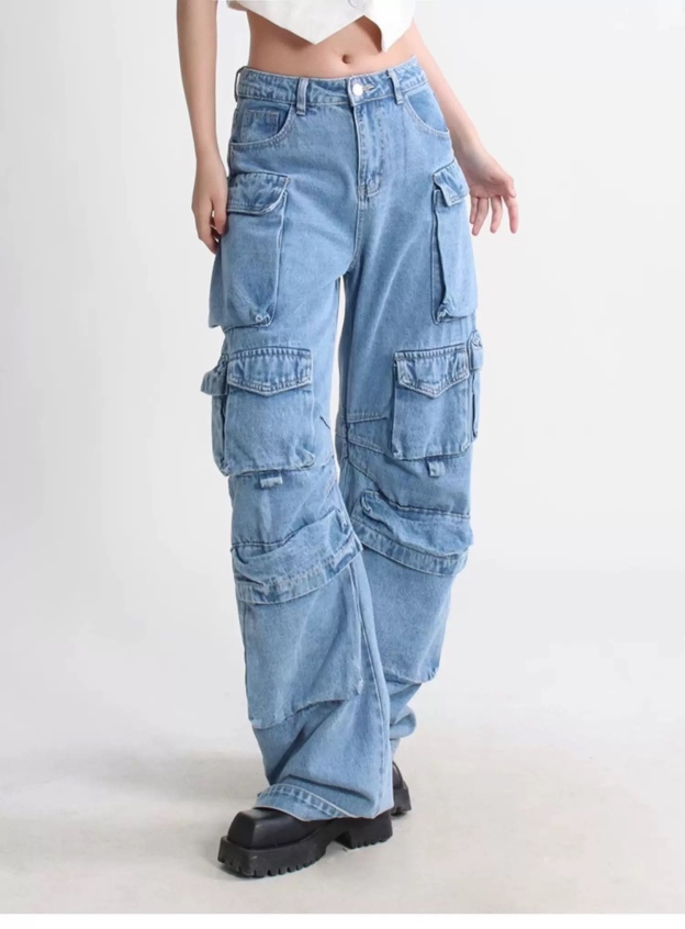 TXT Yeonjun Washed Multiple Pockets Denim pants