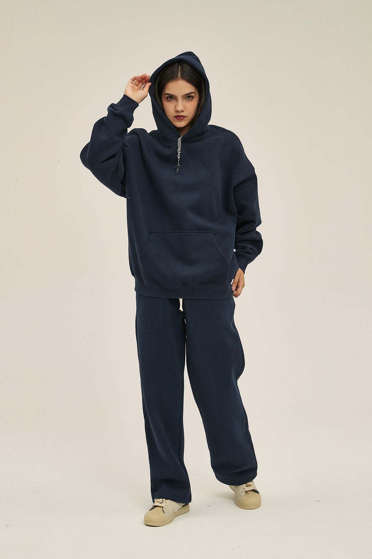Navy&Red-Oversized hoodie sets
