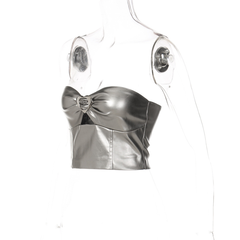 Babymonster Asa Silver Metal Buckle Halter Top