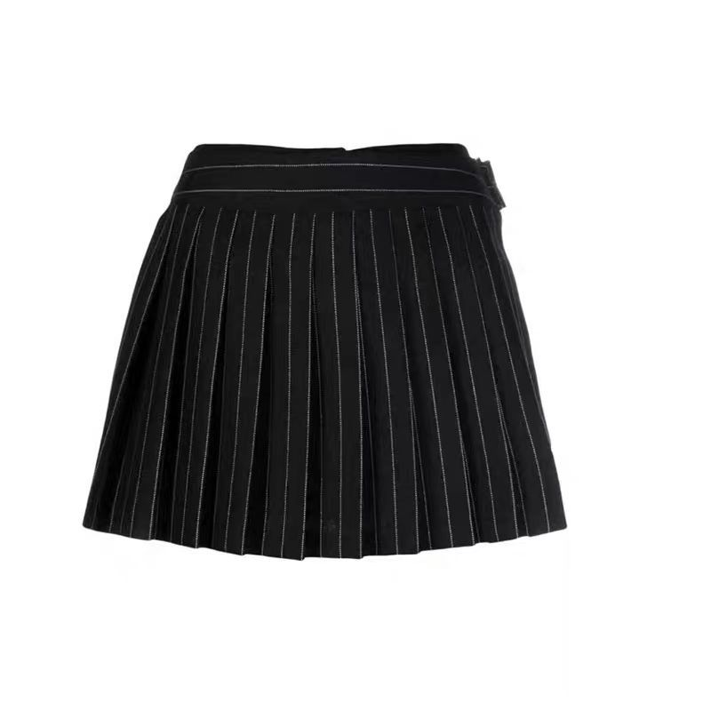 Suit Striped Lapel Hanging Neck Vest Short Skirt Set-IVE Wonyoung