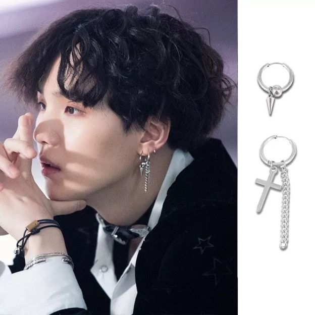 BTS SUGA Inspired Long Multi-Chain Triangle Earrings