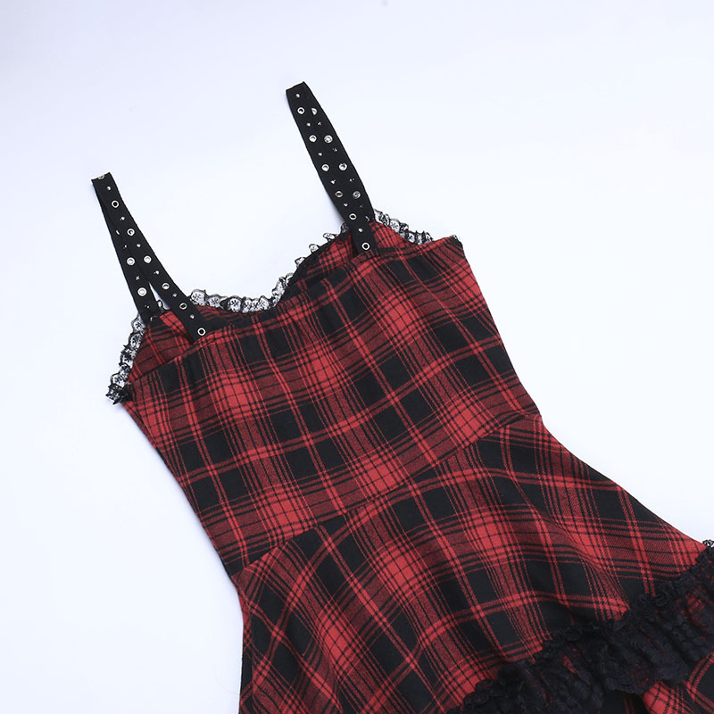 Red Plaid Lace Tube Dress-Straykids concert outfitidea for STAY